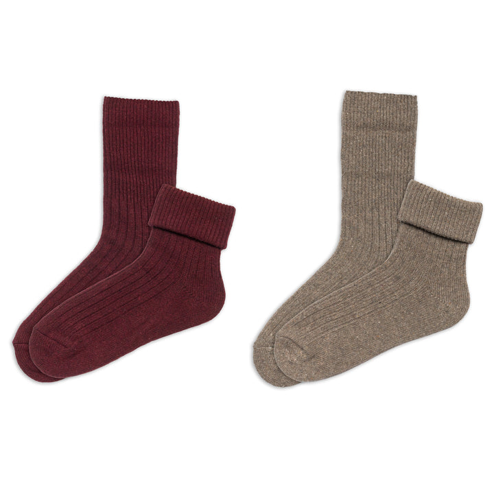 Cozy Ribbed: Maroon & Beige