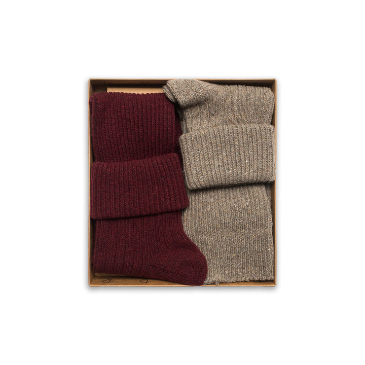 Cozy Ribbed: Maroon & Beige
